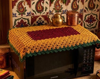 Crochet Microwave Cover Pattern, Granny Style Kitchen Decor (PDF)