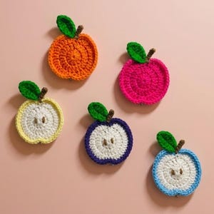 Patrón de aplique de manzana a crochet / Patrón fácil de rebanada de fruta en PDF (Principiante)