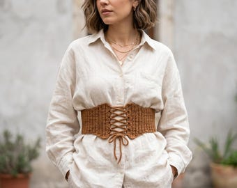 Beginner Crochet Corset Belt Pattern, Lace-Up Waist Accessory (PDF Download)