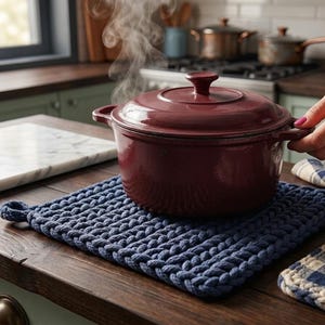 Padrão de descanso de panela de crochê grosso, suporte para panela resistente ao calor (Download em PDF)