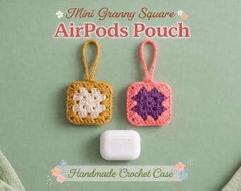 Granny Square Crochet Pouch, Mini Bag, AirPods Case, Headphone Holder, Small Crochet PDF PATTERN