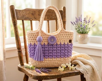 Chunky Crochet Market Bag Pattern, Textured Tote PDF, Blossom Design