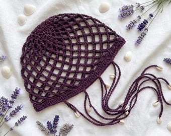 Crochet Mesh Summer Hat, Lightweight Crochet Hat Pattern, Shell Mesh Beanie Crochet PDF