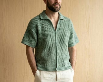 Men's Crochet Polo Shirt Pattern, Modern Collar, Beginner Friendly (PDF)