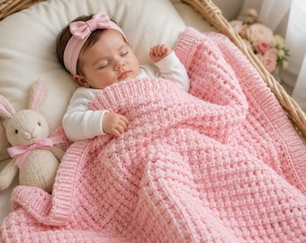 Crochet Waffle Baby Blanket Pattern PDF, Beginner-Friendly Waffle Stitch, Instant Download