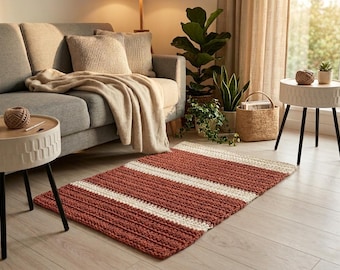 Beginner Crochet Rug Pattern | Chunky T-Shirt Yarn Floor Mat (PDF Pattern)