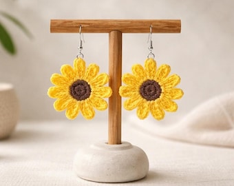 Sunflower Crochet Earrings Pattern | Easy Beginner Floral Jewelry PDF