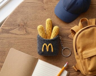 Crochet French Fries Keychain Pattern, Mini Food Amigurumi (PDF)