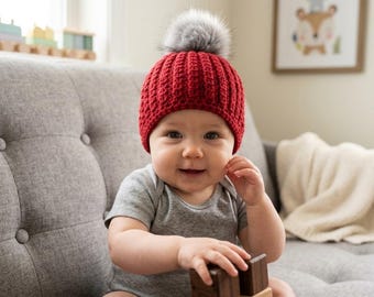 Crochet Baby Hat Pattern, Textured Beanie, Newborn to 12 Months (PDF Download)