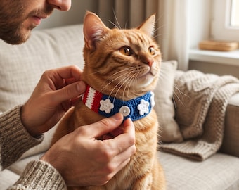 Patriotiskt virkat halsbandsmönster för husdjur, nybörjarvänligt hund- och katttillbehör (PDF)