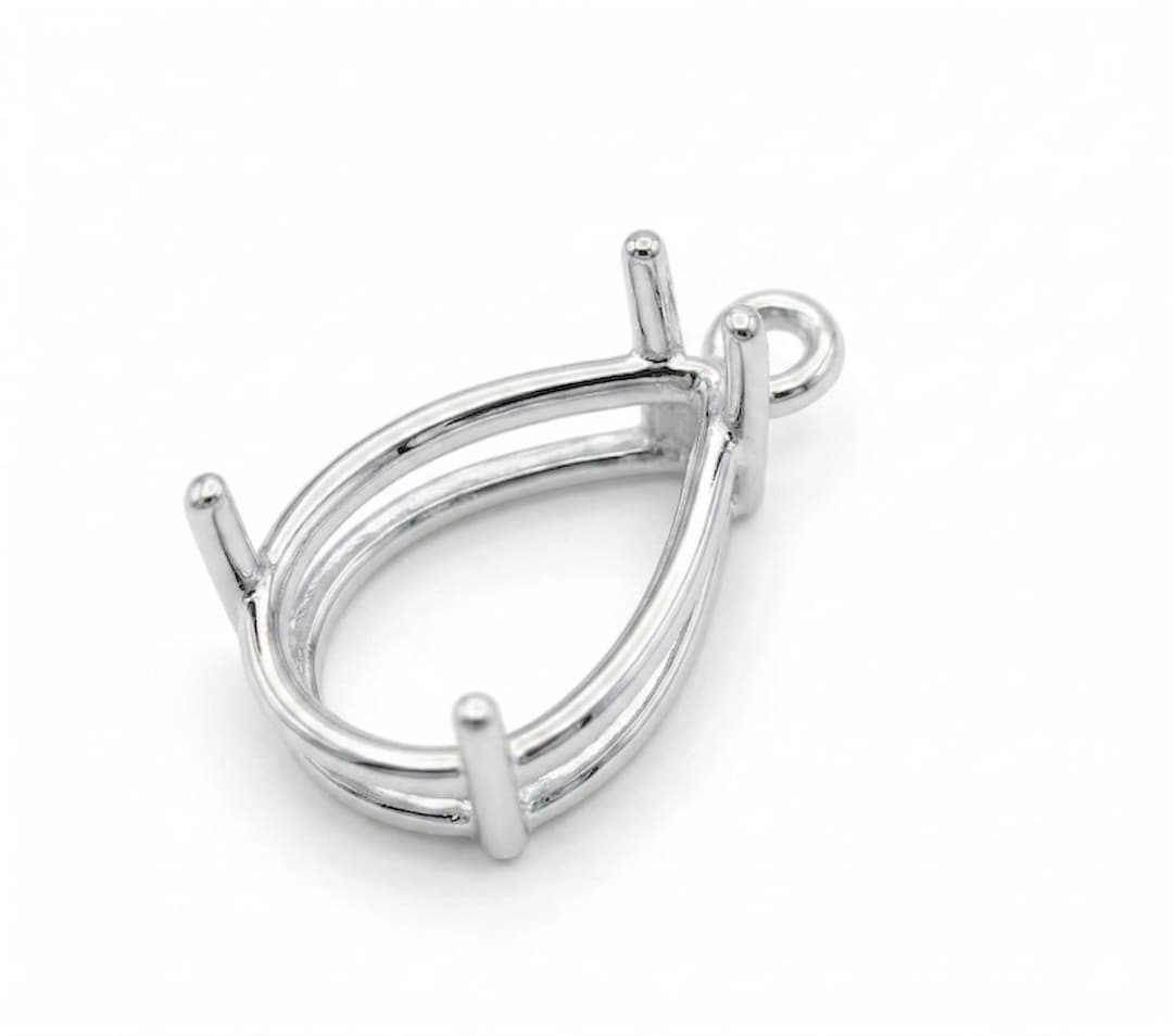 Solid 925 Sterling Silver Pear Shape Semi Mount Pendant Settings Pr ...