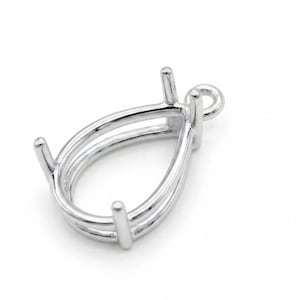 Solid 925 Sterling Silver Pear shape semi mount pendant settings Pr-notched 7x5mm to 18x24mm for faceted Pear Gemstone Setting