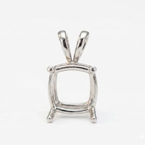 Montura para colgante de plata de ley 925 maciza con forma de cojín, pre-ranurada de 5 mm a 25 mm para piedra cuadrada facetada.
