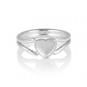 Solid 925 Sterling Silver Heart Bezel Cup Ring DIY Resin Jewelry Wholesale DIY Jewelry Supplies,Jewelry Making Collet Keepsake and Opal set