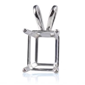 Massief 925 sterlingzilveren smaragdvorm semi-gemonteerde hanger met ingekeepte uitsparingen van 7 x 5 mm tot 18 x 24 mm voor gefacetteerde achthoekige stenen