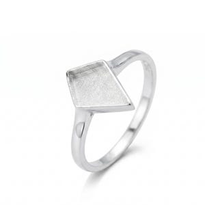 925 Sterling Silver 7x10MM Keepsake Breast Milk Resin and Ashes Kite Cut Bezel Ring Settings,Ring,Simple Ring,DIY Ring Supplies