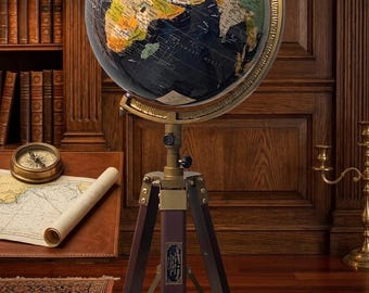 Globo terráqueo Explorer Vintage, globo terráqueo de 30 cm (12 pulgadas) sobre trípode de aluminio.