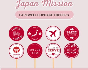 LDS Japan Mission Cupcake Toppers | Missionary Farewell Party Decors | Called to Serve | LDS Printables