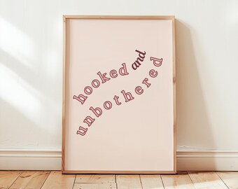 Hooked and Unbothered Wall Art, Knitting Crochet Printable, Craft Room Decor, Yarn Lover Gift