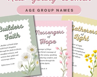 New Young Women Class Names | Youth Posters and Handouts | 2026 LDS Printables | Builders of Faith, Messengers of Hope, Gatherers of Light