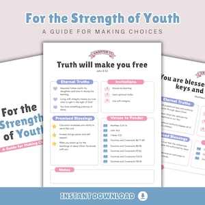 2026 For the Strength of Youth Study Notes | LDS Youth Printables | New FSY Guide | Sunday School Lesson Handouts