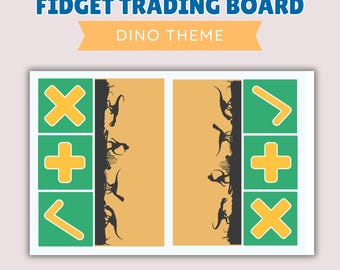 Fidget Trading Board, Printable Squishy Trade Mat, Dino Theme