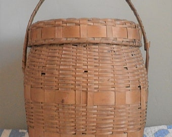 Antique Primitive Splint Gathering Basket - Early