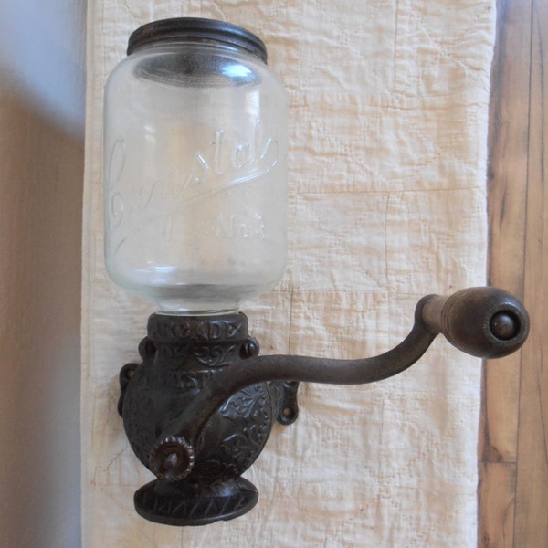 Antique Vintage Arcade Coffee Grinder w/Two Glass Jars