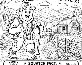 Squatch Cades Cove Coloring Page | Smoky Mountains Activity (PDF, PNG)