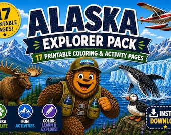 Alaska Explorer Pack | Printable Coloring Activity Pages (Digital Download)