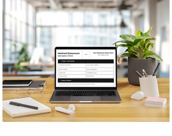 Modello di dichiarazione di metodo modificabile / Documento RAMS per la sicurezza in cantiere / PDF scaricabile per le diverse figure professionali (Salute e sicurezza nel Regno Unito)