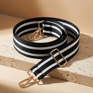 Adjustable Striped Bag Strap, Wide Crossbody Purse Replacement Strap