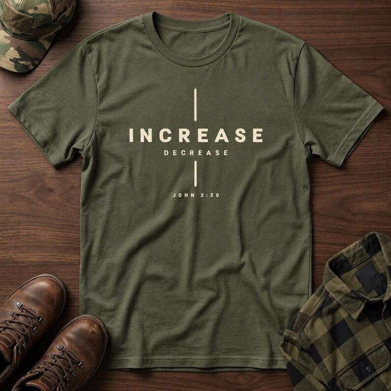 Increase Decrease Typography T-Shirt | John 3:30 minimal faith tee image 5