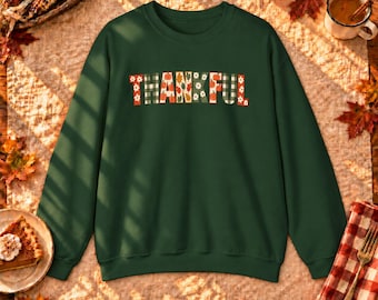 Thankful Floral Sweatshirt — Cozy Fall Crewneck