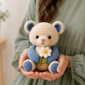 Niedliche Häkelanleitung für einen Teddybären (PDF), Amigurumi-Teddybär-Anleitung, Häkelanleitung für Anfänger, Plüschtier, digitaler Download