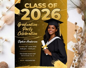 Bearbeitbarer Abschluss-Einladungsflieger, Abschlussfeier, Klasse von 2026-Flyer, graduierten-Flyer, Abschlussfeier, Abschluss-Einladungsvorlage