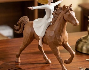 Resin Cool Horse Rider Figurine - Inspirational Gifts for Women, Girls & Equestrian Lovers - Horse Statues Home Decor for Birthday, Memorial