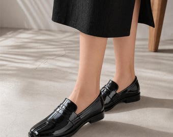 Handgefertigte Leder Ballerinas für Frauen | Split Toe Minimalistische Tabi Loafers