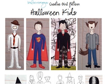 Appliqué Quilt Pattern - Halloween Kids Pattern - PDF