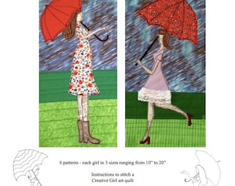 Appliqué Quilt Pattern - Umbrella Girls 1 Pattern - PDF