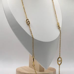 Collier maille marine plaqué or 80cm- femme tendance - sautoir acier inoxydable - idée cadeau- collier Y - collier cravate - collier long