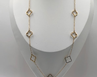 Collana con trifoglio 65+5cm - collana sautoir in acciaio inossidabile - idea regalo - donna alla moda - collana lunga