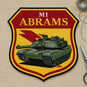 M1 Abrams Tank Embroidered Patch Iron On Velcro Military Armor Patch Army Vehicle Badge Jacket Hat