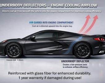 C8 Corvette underbody air deflectors - Reinforced w/ Glass Fiber - 1 year warranty