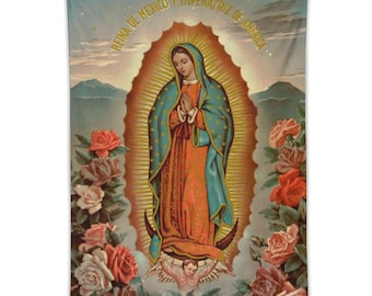 Our Lady of Guadalupe Tapestry Vintage Catholic Religious Wall Art for Bedroom Living Room Dorm Prayer Room Decor