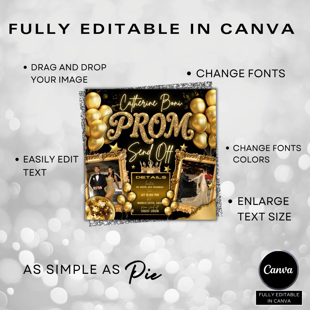 Send Off Vector Prom Send off Flyer Canva Editable - Etsy