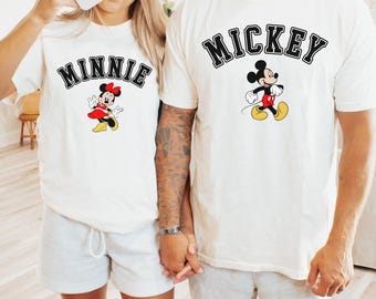 Comfort Colors® Retro Mickey Mouse Shirt, Disney Mickey Minnie Mouse Classic Pose Couple Shirt, Disney Couple Matching Shirt, Disneyland Tee