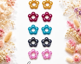 Boucles d'oreilles à pampilles fleur interchangeables en résine – Créoles acier inoxydable doré ou argenté – Bijou artisanal personnalisable