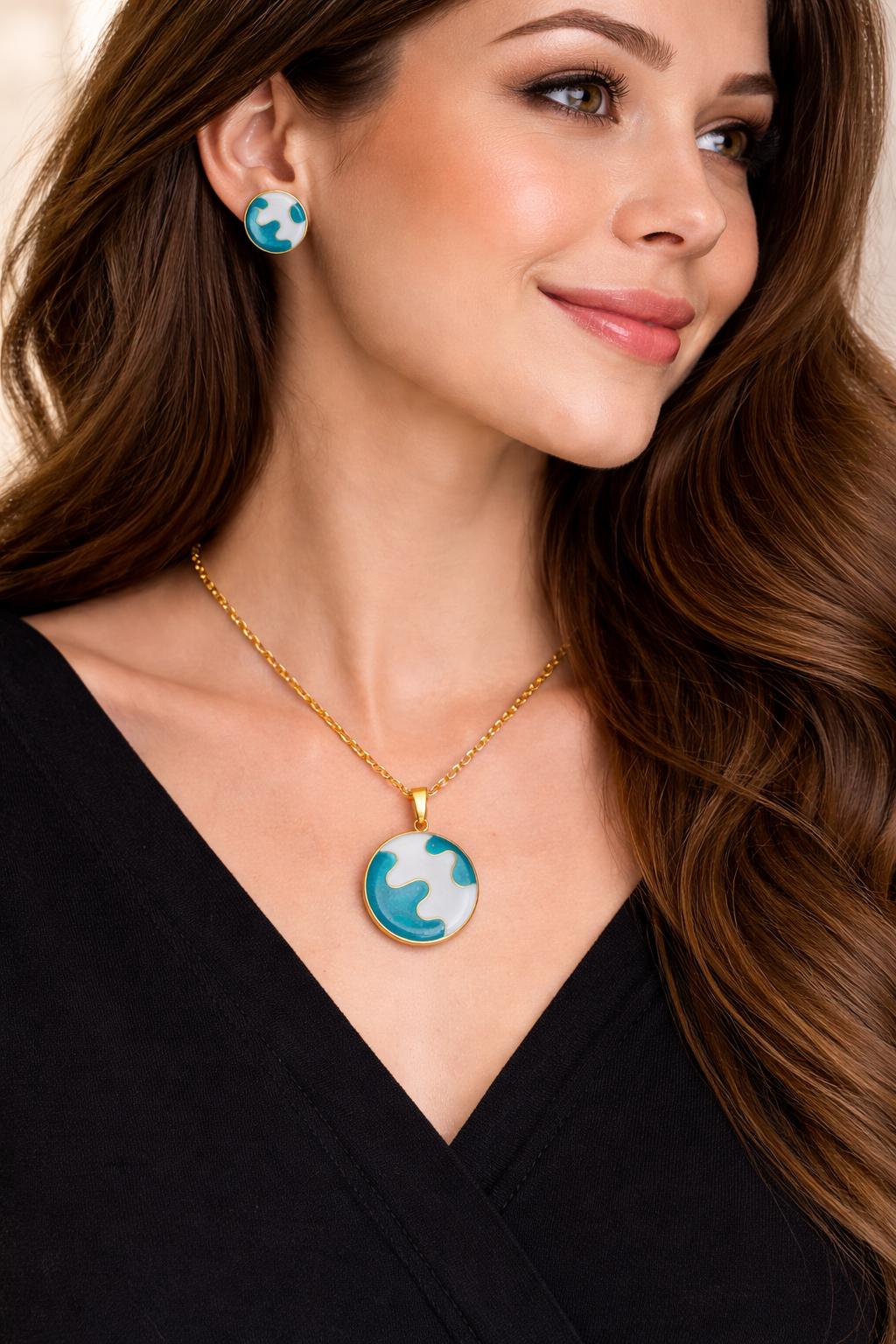 Parure Collier + Boucles D'Oreilles Strass Fantaisie - Neuf Avec étiquettes