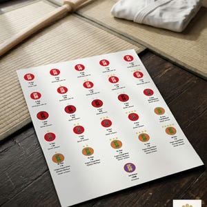 Bujinkan Grade Icons – PNG Pack | All 25 Ranks | Kyu, Dan | For Documents, Print